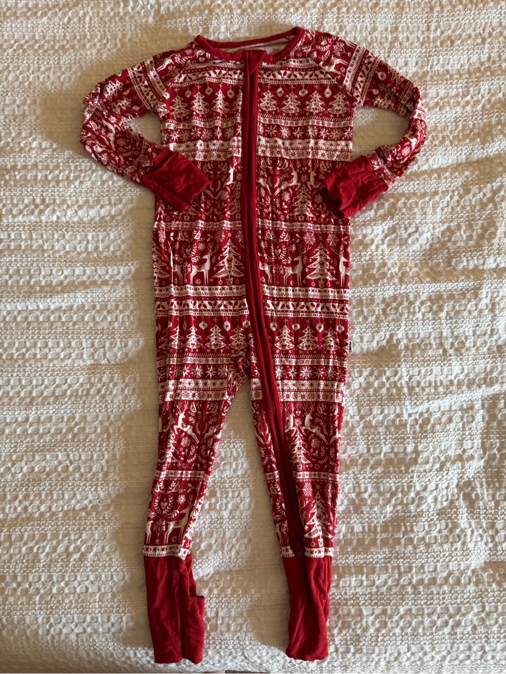 Little Sleepies 12-18 months zippie reindeer fair isle pajamas